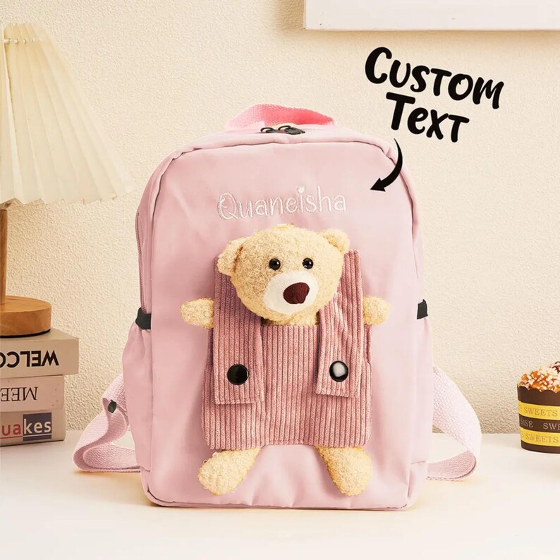 Personalized Plush Teddy Bear Backpack — Custom Name Embroidery
