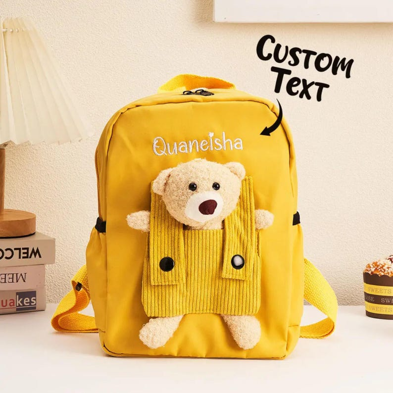 Personalized Plush Teddy Bear Backpack — Custom Name Embroidery