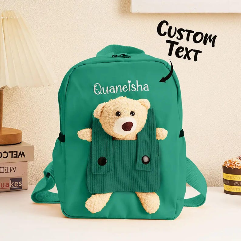 Personalized Plush Teddy Bear Backpack — Custom Name Embroidery